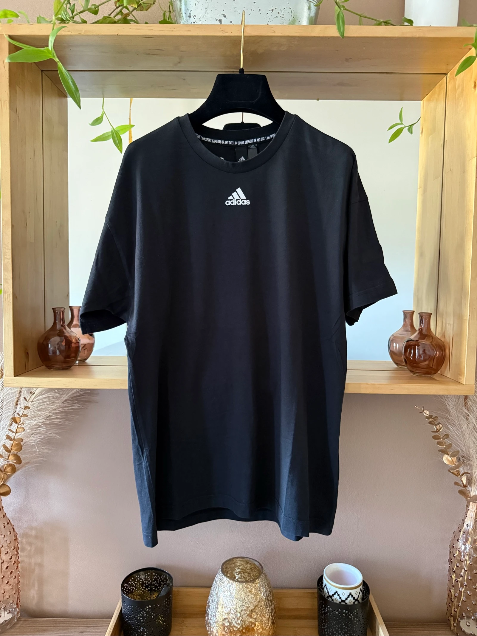 T-shirt Adidas homme S vintage noir – 3 bandes – Parfait état